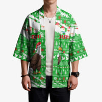 Djibouti Christmas Kimono with Santa Eagle Doves Trees and Green Snowflake Holiday - Wonder Print Shop