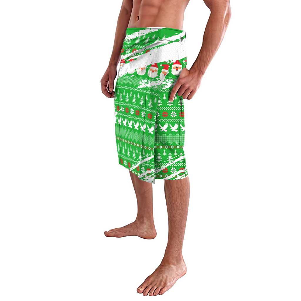 Djibouti Christmas Lavalava with Santa Eagle Doves Trees and Green Snowflake Holiday - Wonder Print Shop