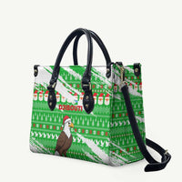 Djibouti Christmas Leather Bag with Santa Eagle Doves Trees and Green Snowflake Holiday - Wonder Print Shop