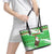 Djibouti Christmas Leather Tote Bag with Santa Eagle Doves Trees and Green Snowflake Holiday - Wonder Print Shop