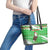 Djibouti Christmas Leather Tote Bag with Santa Eagle Doves Trees and Green Snowflake Holiday - Wonder Print Shop