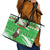 Djibouti Christmas Leather Tote Bag with Santa Eagle Doves Trees and Green Snowflake Holiday - Wonder Print Shop