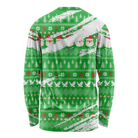 Djibouti Christmas Long Sleeve Shirt with Santa Eagle Doves Trees and Green Snowflake Holiday - Wonder Print Shop