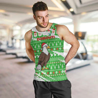 Djibouti Christmas Men Tank Top with Santa Eagle Doves Trees and Green Snowflake Holiday - Wonder Print Shop