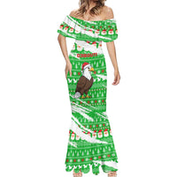 Djibouti Christmas Mermaid Dress with Santa Eagle Doves Trees and Green Snowflake Holiday - Wonder Print Shop