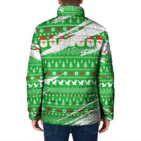 Djibouti Christmas Padded Jacket with Santa Eagle Doves Trees and Green Snowflake Holiday - Wonder Print Shop