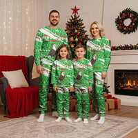 Djibouti Christmas Pajama Set with Santa Eagle Doves Trees and Green Snowflake Holiday - Wonder Print Shop
