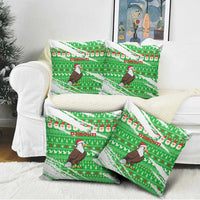 Djibouti Christmas Pillow Cover with Santa Eagle Doves Trees and Green Snowflake Holiday - Wonder Print Shop