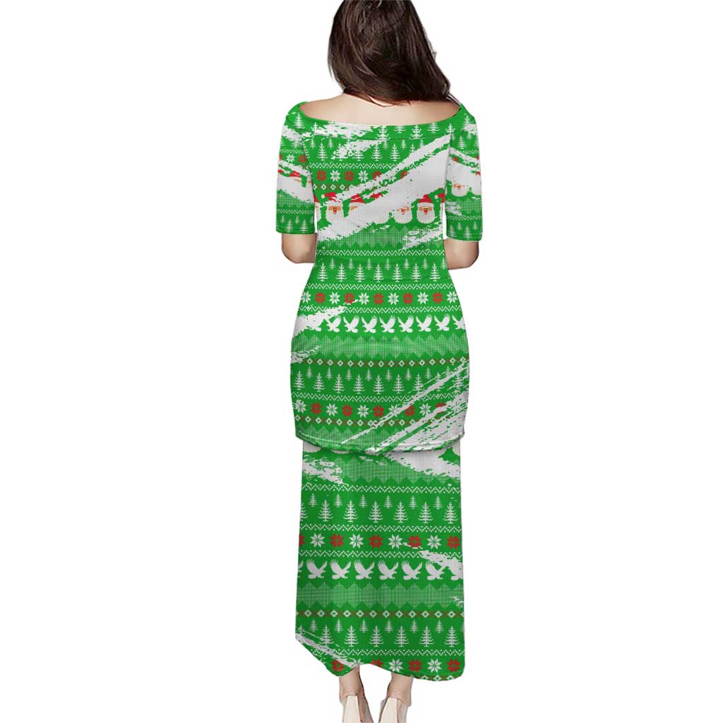 Djibouti Christmas Puletasi with Santa Eagle Doves Trees and Green Snowflake Holiday - Wonder Print Shop