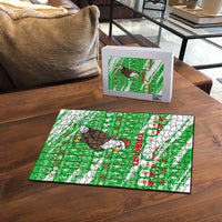 Djibouti Christmas Puzzle with Santa Eagle Doves Trees and Green Snowflake Holiday - Wonder Print Shop
