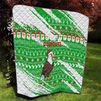Djibouti Christmas Quilt with Santa Eagle Doves Trees and Green Snowflake Holiday - Wonder Print Shop