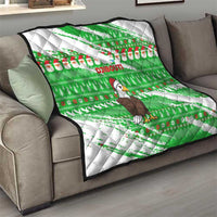 Djibouti Christmas Quilt with Santa Eagle Doves Trees and Green Snowflake Holiday - Wonder Print Shop