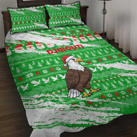 Djibouti Christmas Quilt Bed Set with Santa Eagle Doves Trees and Green Snowflake Holiday - Wonder Print Shop