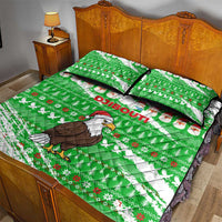 Djibouti Christmas Quilt Bed Set with Santa Eagle Doves Trees and Green Snowflake Holiday - Wonder Print Shop