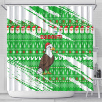 Djibouti Christmas Shower Curtain with Santa Eagle Doves Trees and Green Snowflake Holiday - Wonder Print Shop