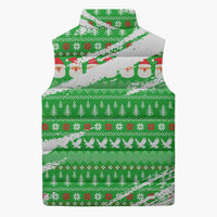 Djibouti Christmas Sleeveless Puffer Jacket with Santa Eagle Doves Trees and Green Snowflake Holiday - Wonder Print Shop