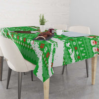 Djibouti Christmas Tablecloth with Santa Eagle Doves Trees and Green Snowflake Holiday - Wonder Print Shop
