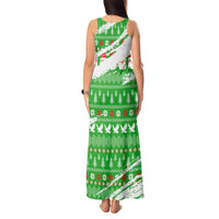 Djibouti Christmas Tank Maxi Dress with Santa Eagle Doves Trees and Green Snowflake Holiday - Wonder Print Shop