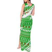 Djibouti Christmas Tank Maxi Dress with Santa Eagle Doves Trees and Green Snowflake Holiday - Wonder Print Shop