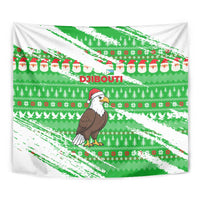 Djibouti Christmas Tapestry with Santa Eagle Doves Trees and Green Snowflake Holiday - Wonder Print Shop
