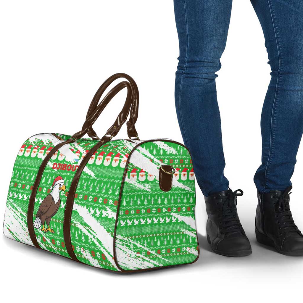 Djibouti Christmas Travel Bag with Santa Eagle Doves Trees and Green Snowflake Holiday - Wonder Print Shop