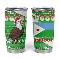 Djibouti Christmas Tumbler Cup with Santa Eagle Doves Trees and Green Snowflake Holiday - Wonder Print Shop
