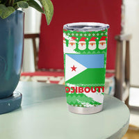 Djibouti Christmas Tumbler Cup with Santa Eagle Doves Trees and Green Snowflake Holiday - Wonder Print Shop