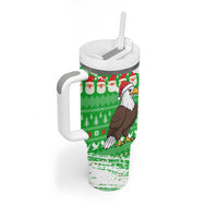 Djibouti Christmas Tumbler With Handle with Santa Eagle Doves Trees and Green Snowflake Holiday - Wonder Print Shop