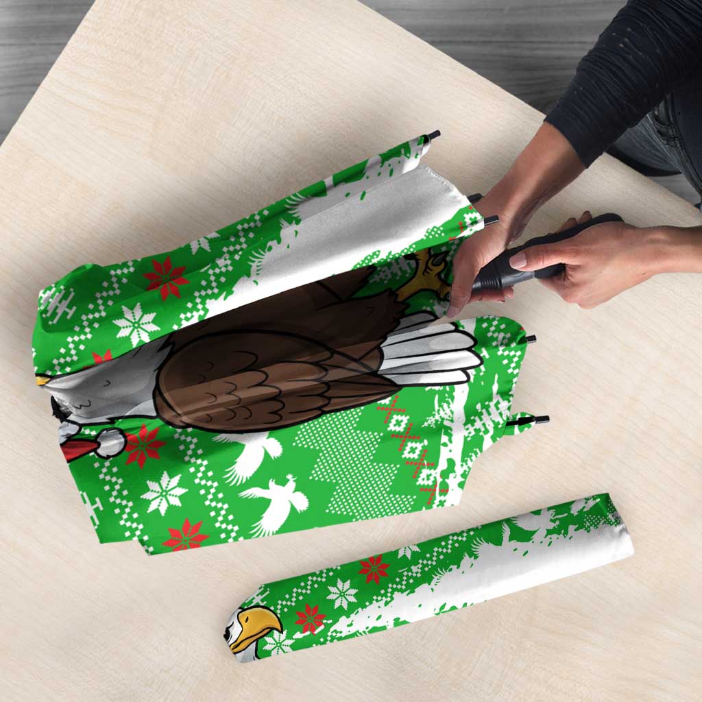 Djibouti Christmas Umbrella with Santa Eagle Doves Trees and Green Snowflake Holiday - Wonder Print Shop