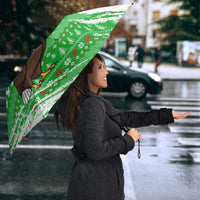 Djibouti Christmas Umbrella with Santa Eagle Doves Trees and Green Snowflake Holiday - Wonder Print Shop
