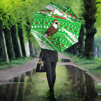 Djibouti Christmas Umbrella with Santa Eagle Doves Trees and Green Snowflake Holiday - Wonder Print Shop