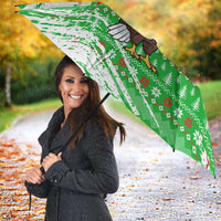 Djibouti Christmas Umbrella with Santa Eagle Doves Trees and Green Snowflake Holiday - Wonder Print Shop