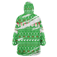 Djibouti Christmas Wearable Blanket Hoodie with Santa Eagle Doves Trees and Green Snowflake Holiday - Wonder Print Shop