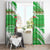 Djibouti Christmas Window Curtain with Santa Eagle Doves Trees and Green Snowflake Holiday - Wonder Print Shop