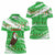 Djibouti Christmas Women Polo Shirt with Santa Eagle Doves Trees and Green Snowflake Holiday - Wonder Print Shop