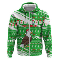 Djibouti Christmas Zip Hoodie with Santa Eagle Doves Trees and Green Snowflake Holiday - Wonder Print Shop