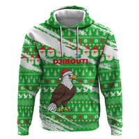 Djibouti Christmas Zip Hoodie with Santa Eagle Doves Trees and Green Snowflake Holiday - Wonder Print Shop