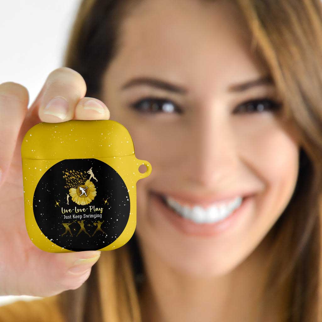 Softball Sunflower Yellow Black Christmas AirPods Case Xmas Holiday Patterns - Wonder Print Shop