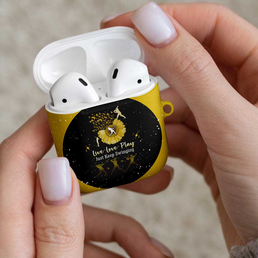 Softball Sunflower Yellow Black Christmas AirPods Case Xmas Holiday Patterns - Wonder Print Shop