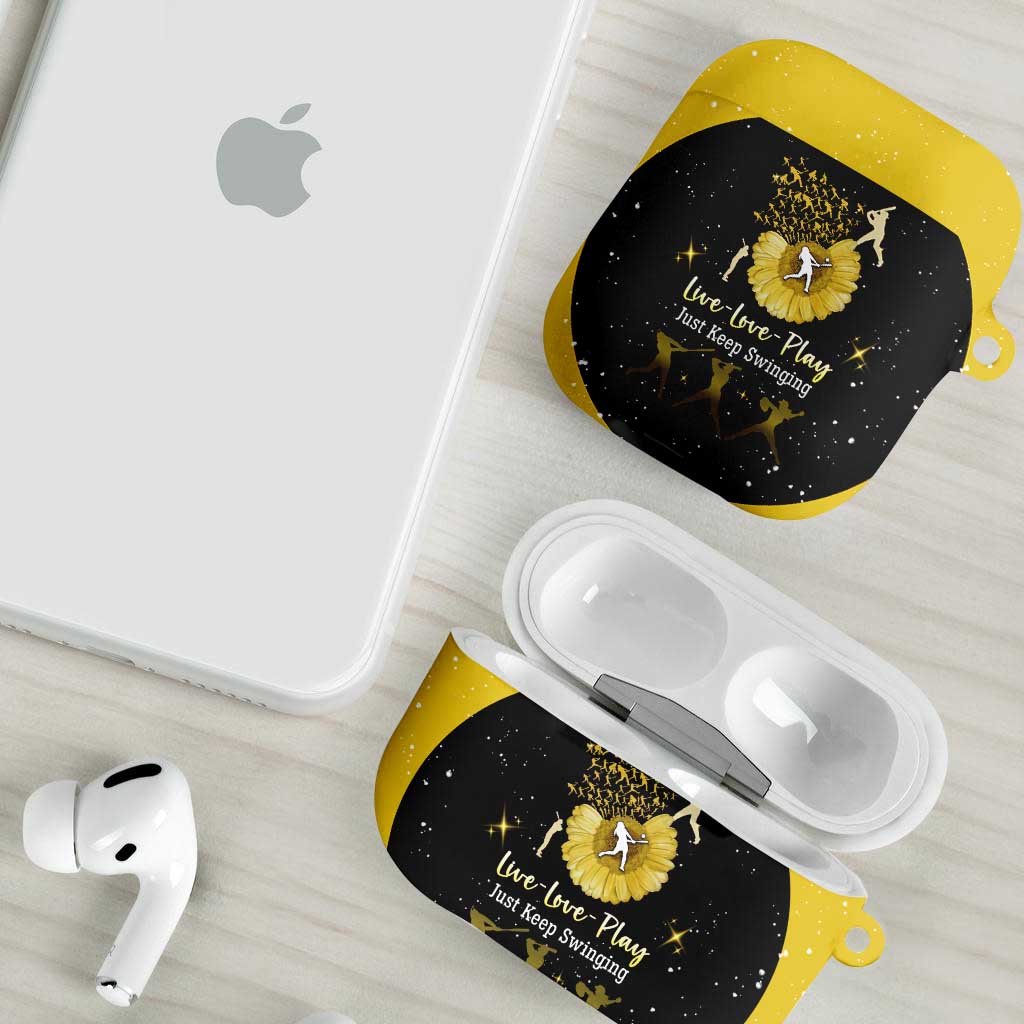 Softball Sunflower Yellow Black Christmas AirPods Case Xmas Holiday Patterns - Wonder Print Shop