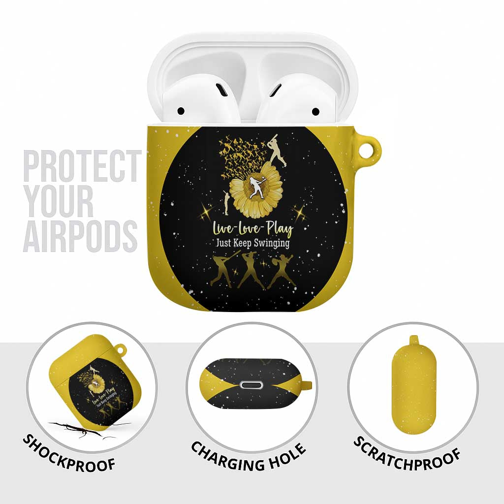 Softball Sunflower Yellow Black Christmas AirPods Case Xmas Holiday Patterns - Wonder Print Shop