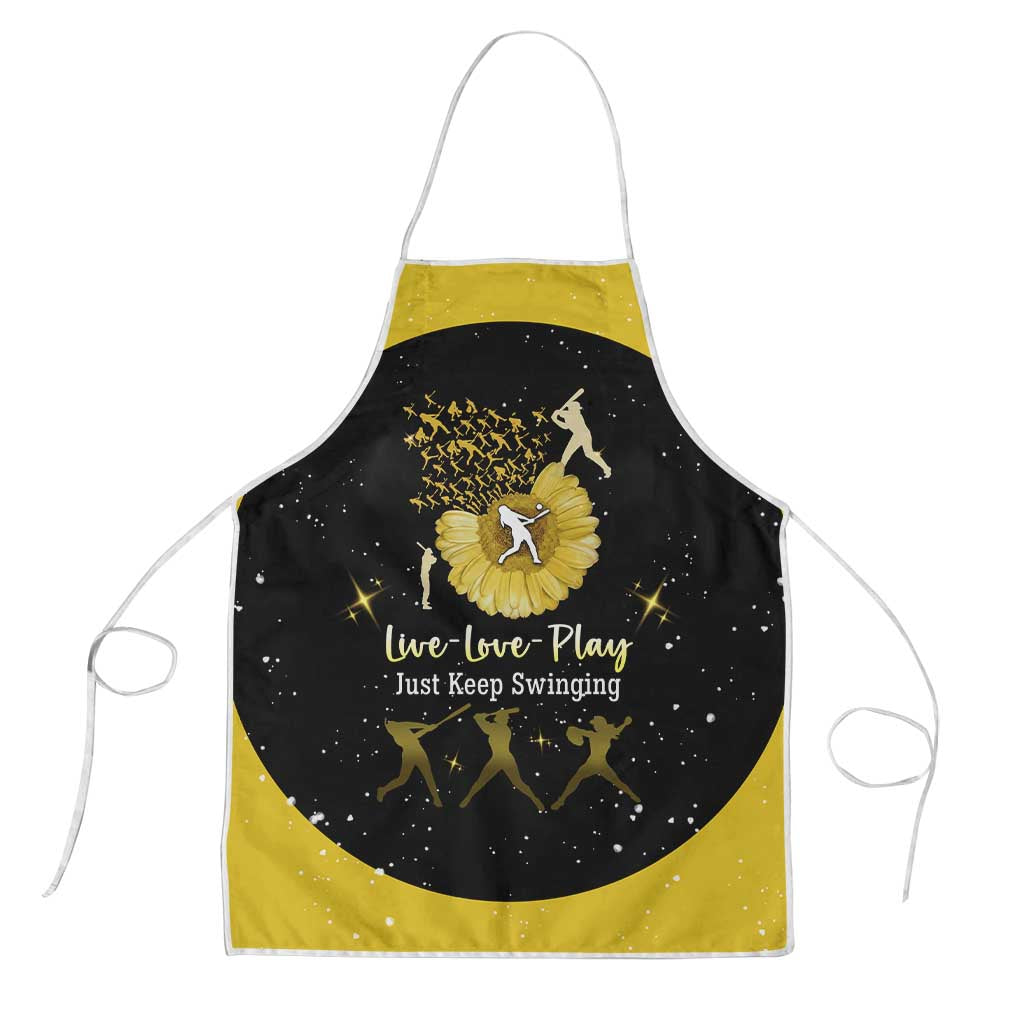 Softball Sunflower Yellow Black Christmas Apron Xmas Holiday Patterns - Wonder Print Shop