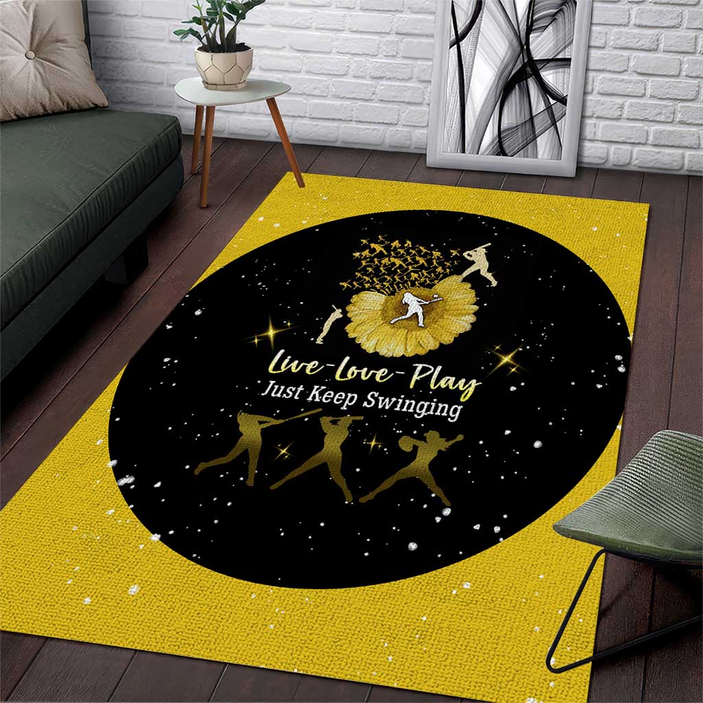 Softball Sunflower Yellow Black Christmas Area Rug Xmas Holiday Patterns - Wonder Print Shop