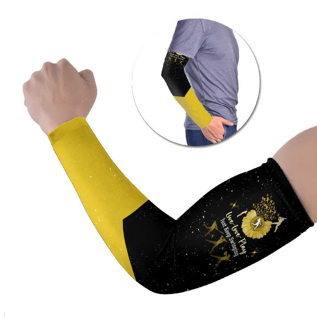 Softball Sunflower Yellow Black Christmas Arm Sleeves Xmas Holiday Patterns - Wonder Print Shop