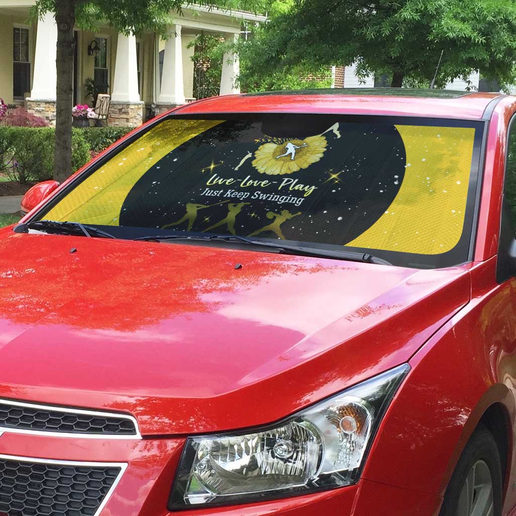 Softball Sunflower Yellow Black Christmas Auto Sun Shade Xmas Holiday Patterns - Wonder Print Shop