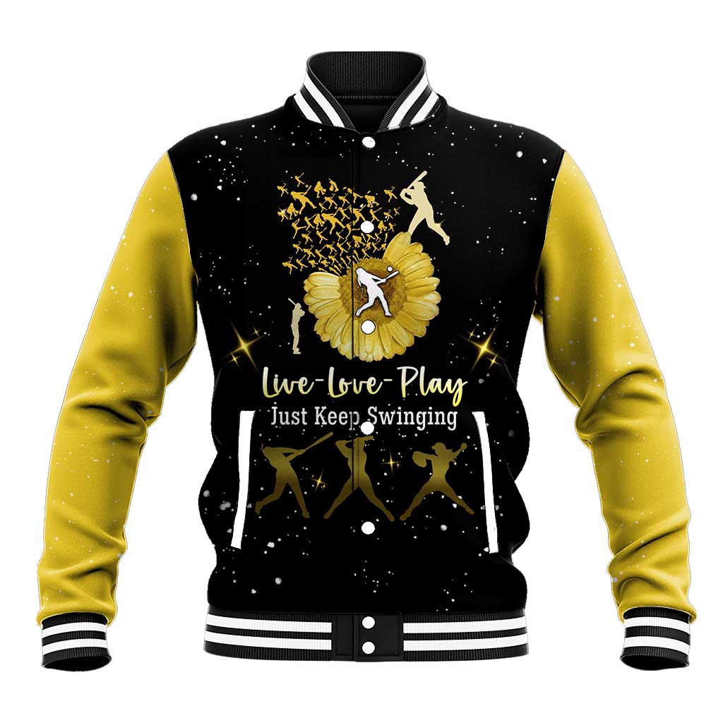 Softball Sunflower Yellow Black Christmas Baseball Jacket Xmas Holiday Patterns - Wonder Print Shop