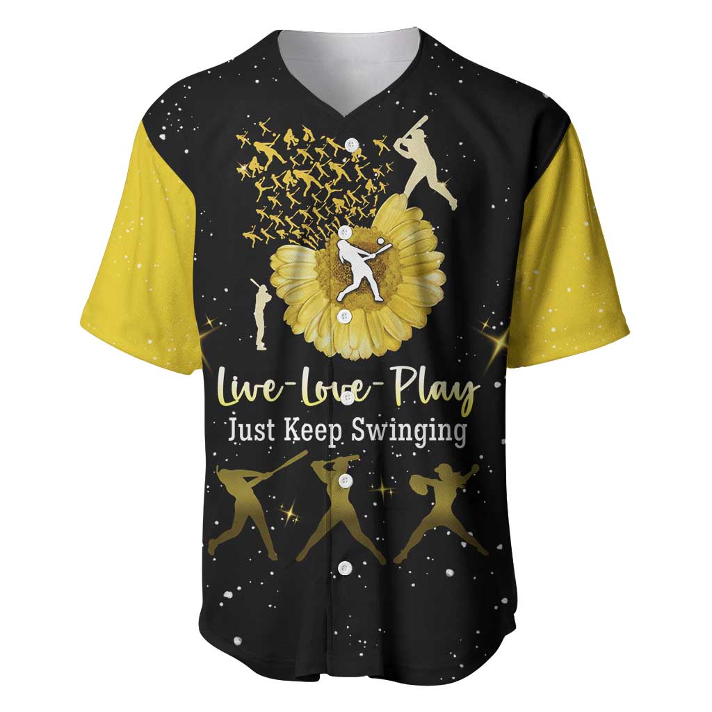 Softball Sunflower Yellow Black Christmas Baseball Jersey Xmas Holiday Patterns - Wonder Print Shop