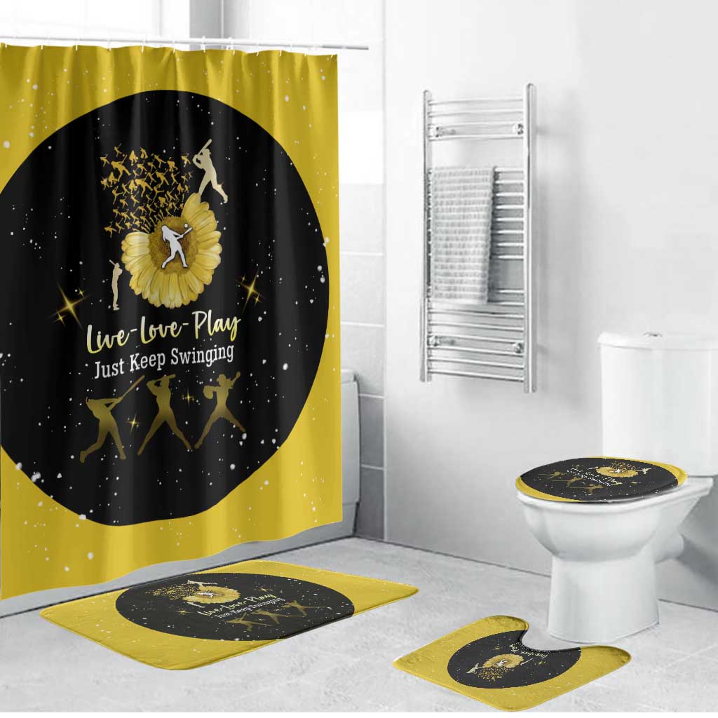 Softball Sunflower Yellow Black Christmas Bathroom Set Xmas Holiday Patterns - Wonder Print Shop