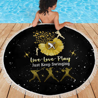 Softball Sunflower Yellow Black Christmas Beach Blanket Xmas Holiday Patterns - Wonder Print Shop