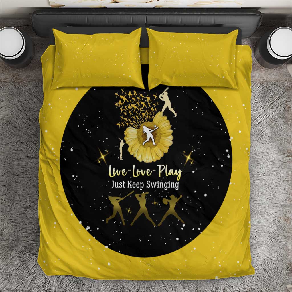 Softball Sunflower Yellow Black Christmas Bedding Set Xmas Holiday Patterns - Wonder Print Shop